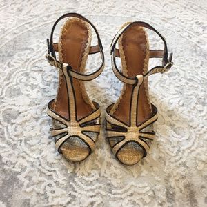 T-Strap Bettye Muller Woven & Leather Heels
